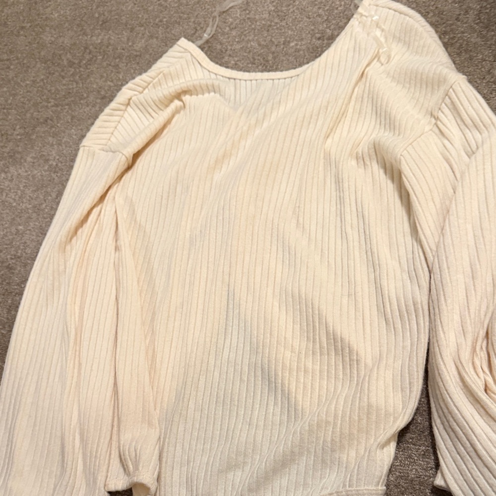 Lush Cream Ribbed Women's Top